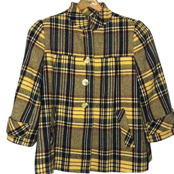 SUNDANCE Wool Jacket Womens Small Cropped Swing Boxy Academia Preppy Trending - Picture 1 of 9